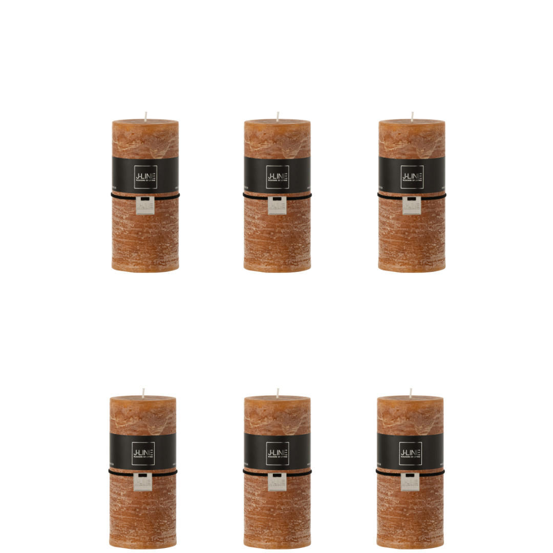 DUFTKERZE ZART - Orange - L - 52 Std. - 6er set - Orange, Paraffin (7/15cm) - J-Line
