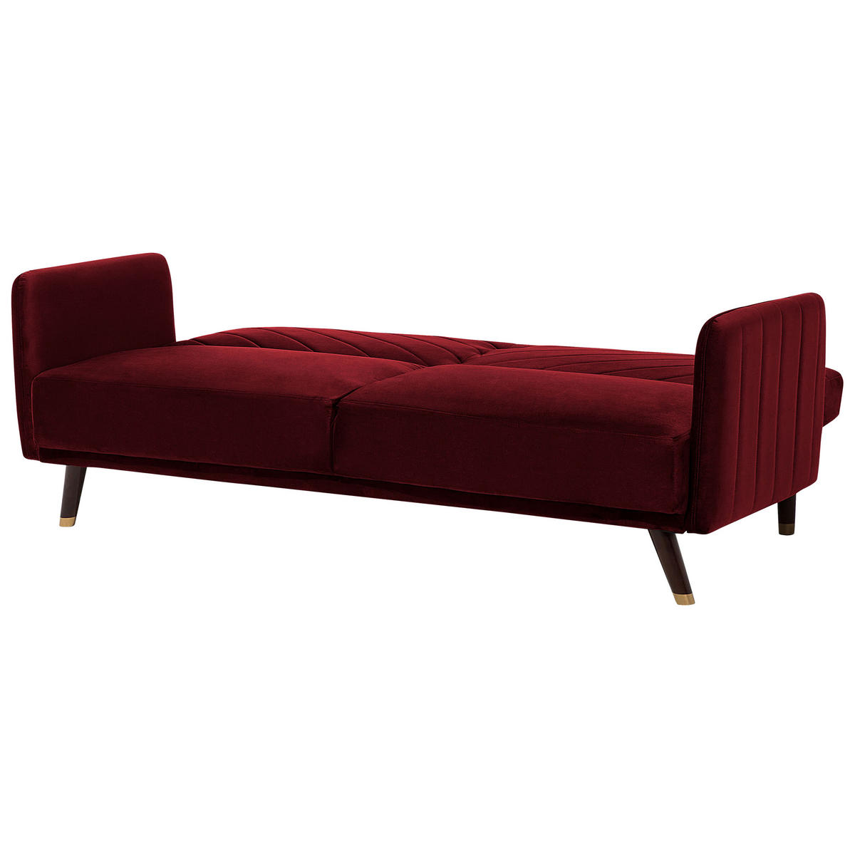 3-SITZER-SCHLAFSOFA Samtstoff Rot Senja - Dunkelrot, Textil (200/87/95cm) - Beliani