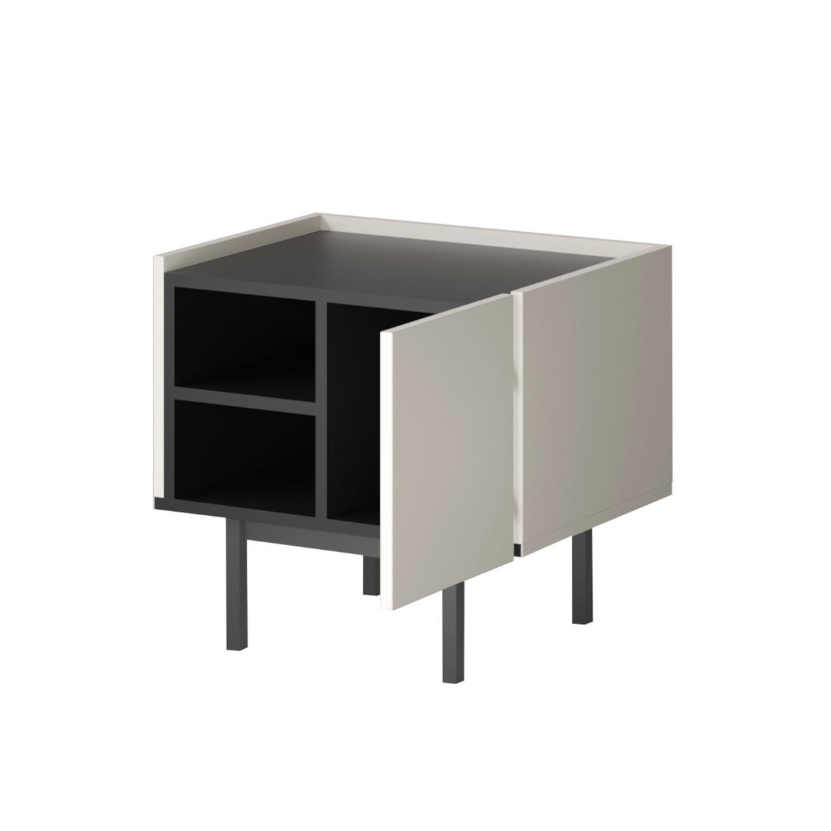 RECHTS Nachttisch auf Beinen Noel 50 Kaschmir/Schwarz - Kaschmir/Schwarz, Holzwerkstoff/Metall (53/50/42cm) - mzm24