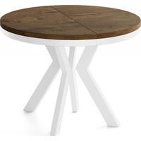 ESSTISCH Savio Weiß Neo rund ausziehbar verlängerbar XXL, Eiche Braun Rustikal 100-300/100/77 cm - Alteiche/Weiß, Holz/Holzwerkstoff (100/100/77cm) - WFL GROUP