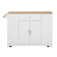 KÜCHENINSEL 131,8/40-70/93,3 cm aus MDF mit Rollen und ausklappbarer Arbeitsplatte Weiß/Natur - Weiß, Holzwerkstoff (131.8/93.3/70cm) - Modenvie