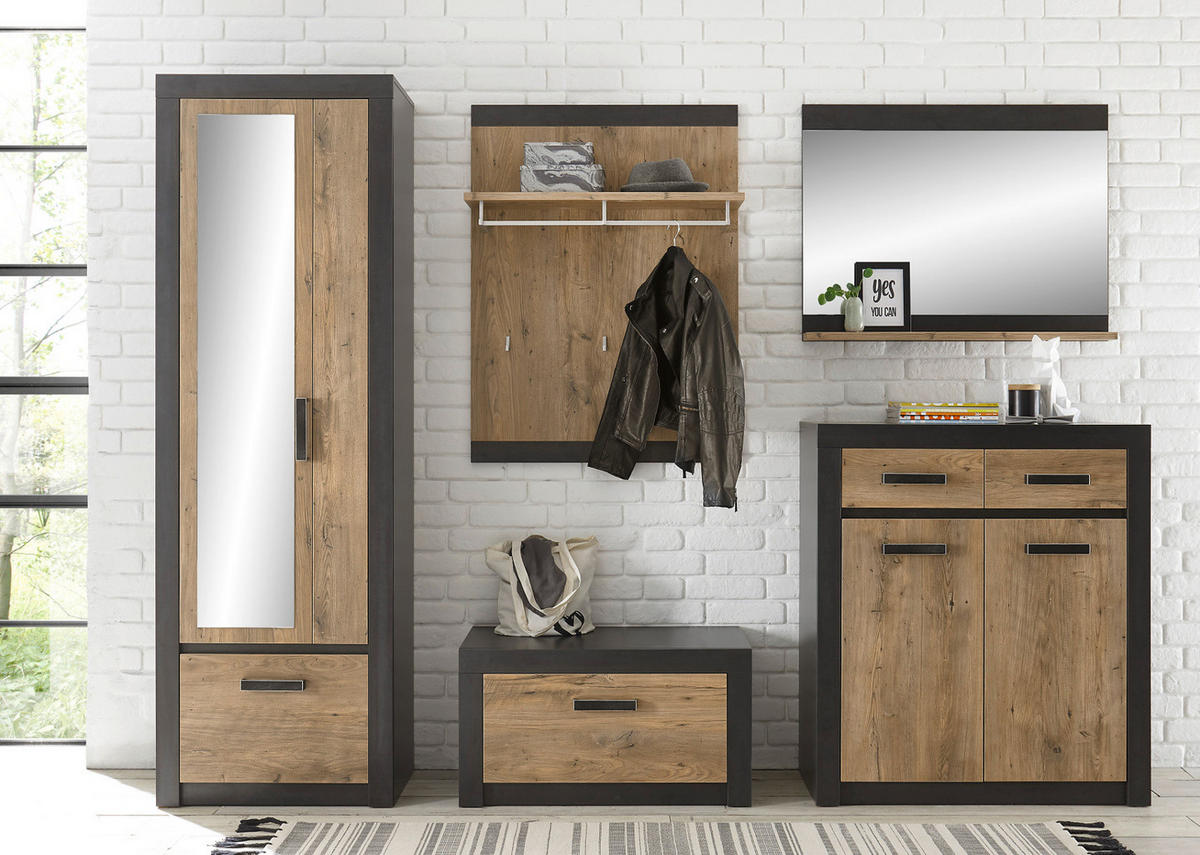 GARDEROBENPANEEL Kastanie grau Fresco , Flur Wandgarderobe, 80 x 107 cm - Kastanienfarben/Grau, Holzwerkstoff (80/107/25cm) - Furn.Design