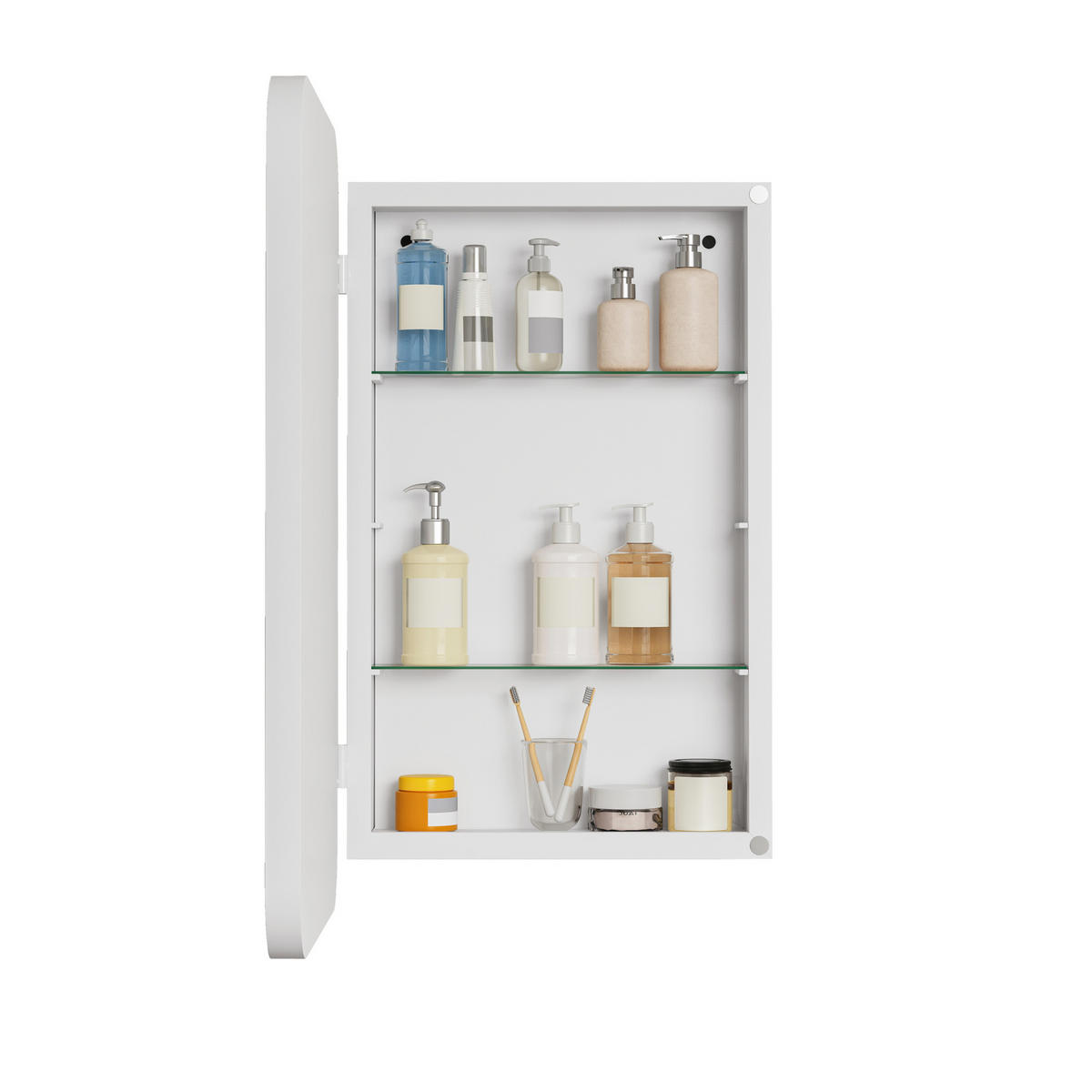SPIEGELSCHRANK 76x51x12cm Weiß mit Aufbewahrung - Wandspiegel für Badezimmer - Weiß, Glas (76/12/51cm) - Modfu