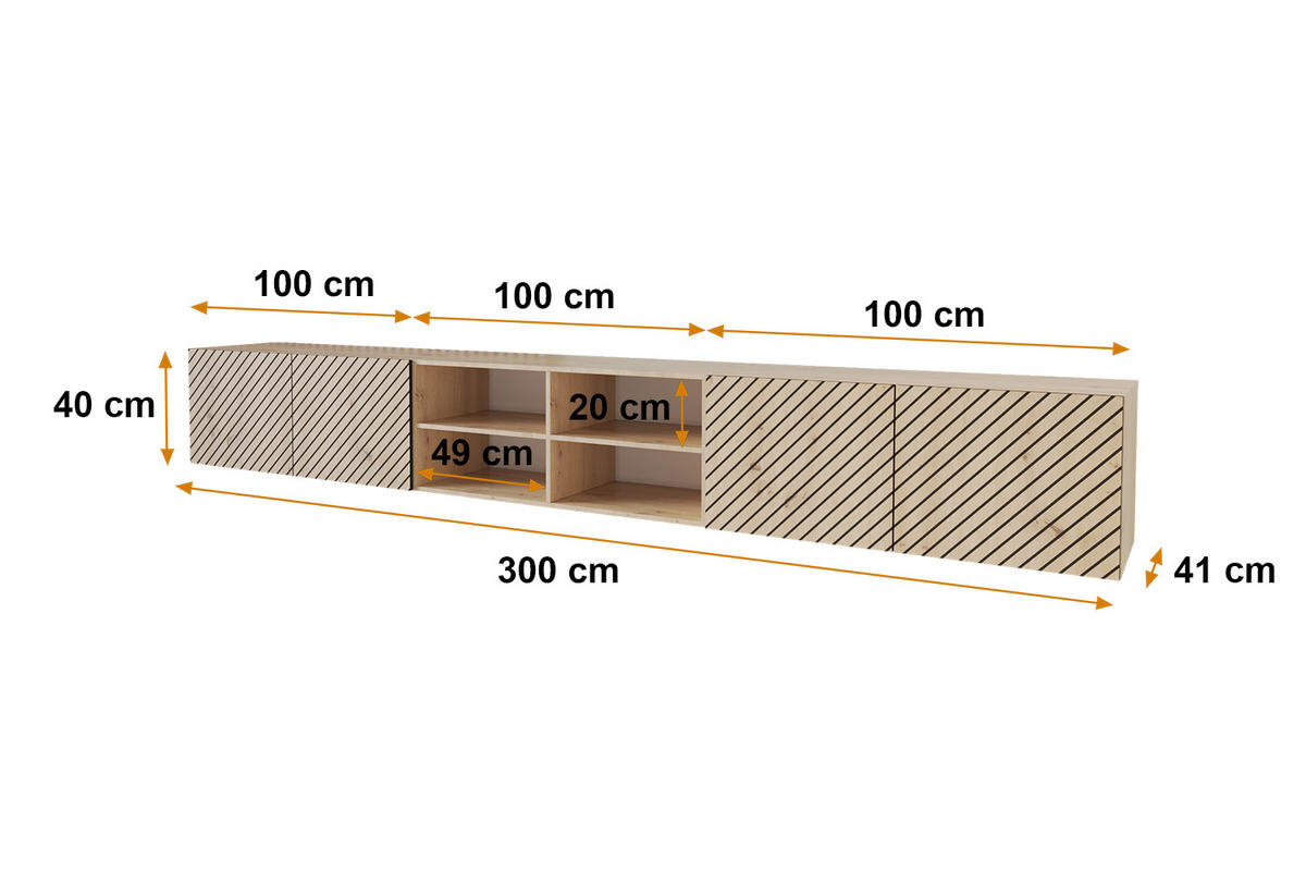 LOWBOARD SENI-W 3x100x40x41 cm - Artisan - Eiche Artisan, Holzwerkstoff (300/40/41cm) - ALTDECOR