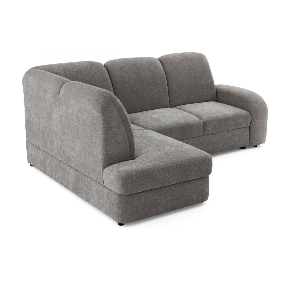 ECKSOFA VIBE L Links mit Schlaffunktion 129x205 Chenille Grau - Schwarz/Grau, Holz/Kunststoff (186/250cm) - Muffo