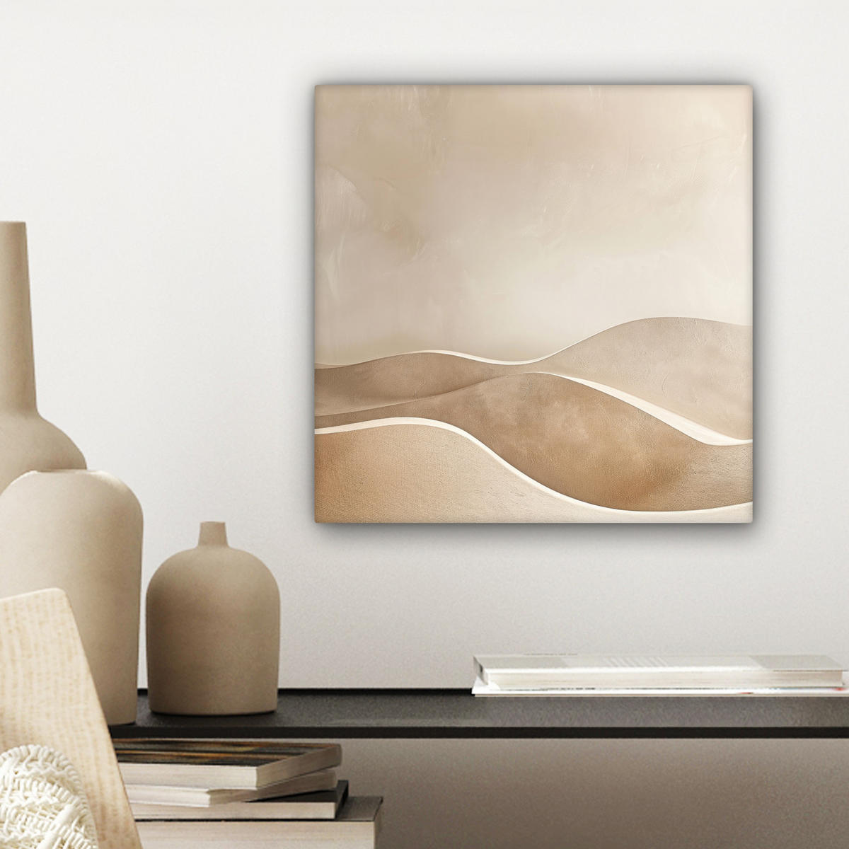 LEINWANDBILD Beige - Natur - Abstrakt - Modern Deko Wohnzimmer 20x20 cm - Beige, Textil (20/20cm) - MuchoWow