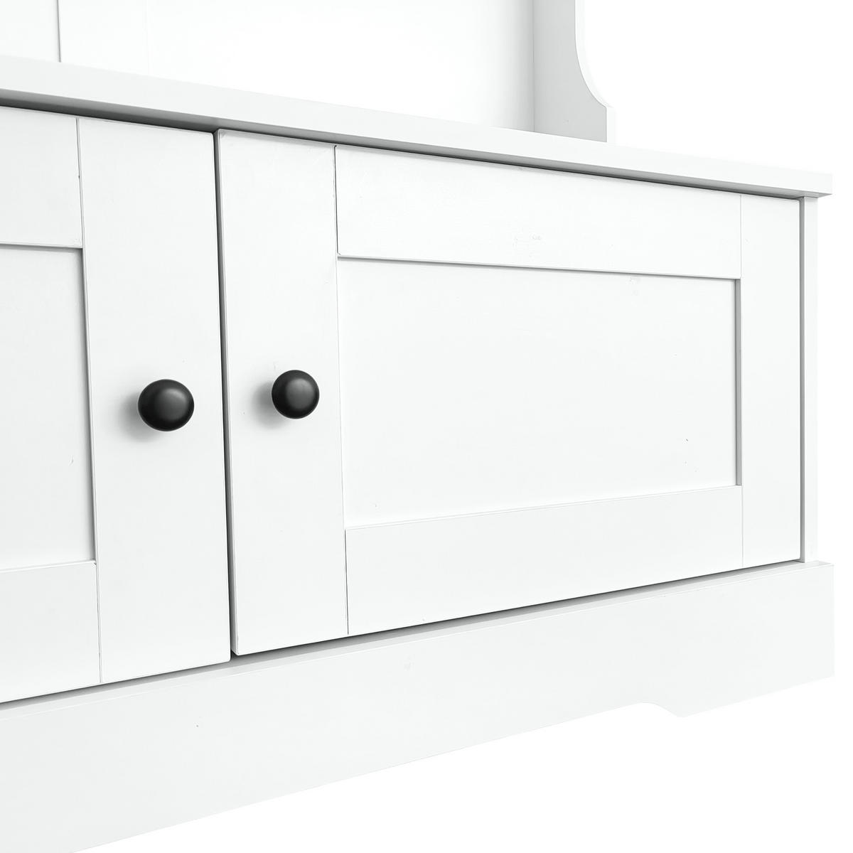 SCHUHSCHRANK aus Spanplatte 101,5x183cm in Weiß mit Sitzbank - Weiß, Holzwerkstoff (101.5/183/47cm) - Modfu