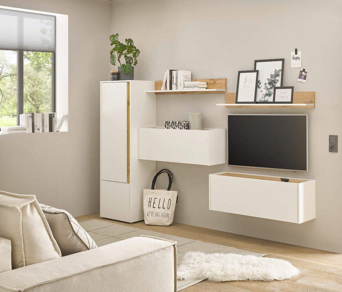 AKTENSCHRANK Weiß matt, Eiche Wotan 50 x 158 cm, Stauraumschrank mit 4 Ordnerhöhen - Eichefarben/Silberfarben, Holzwerkstoff/Kunststoff (50/158/40cm) - Furn.Design