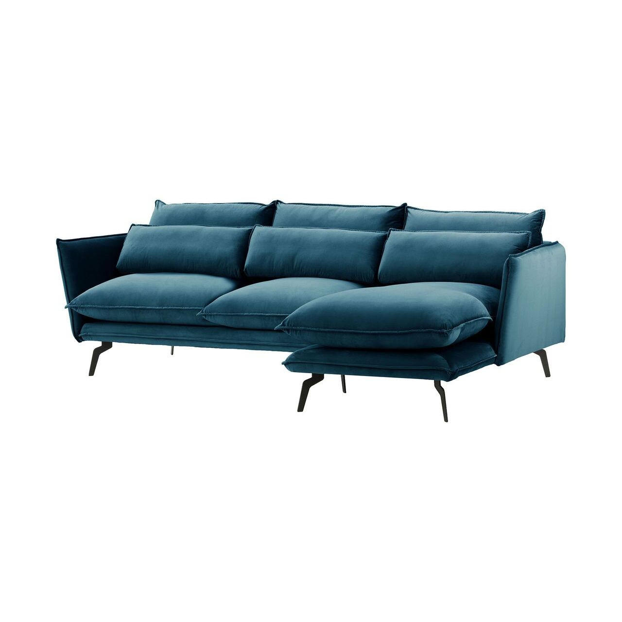ECKSOFA Layla Rechts-Velluto 11 - Dunkelblau, Holz/Textil (278/160cm)