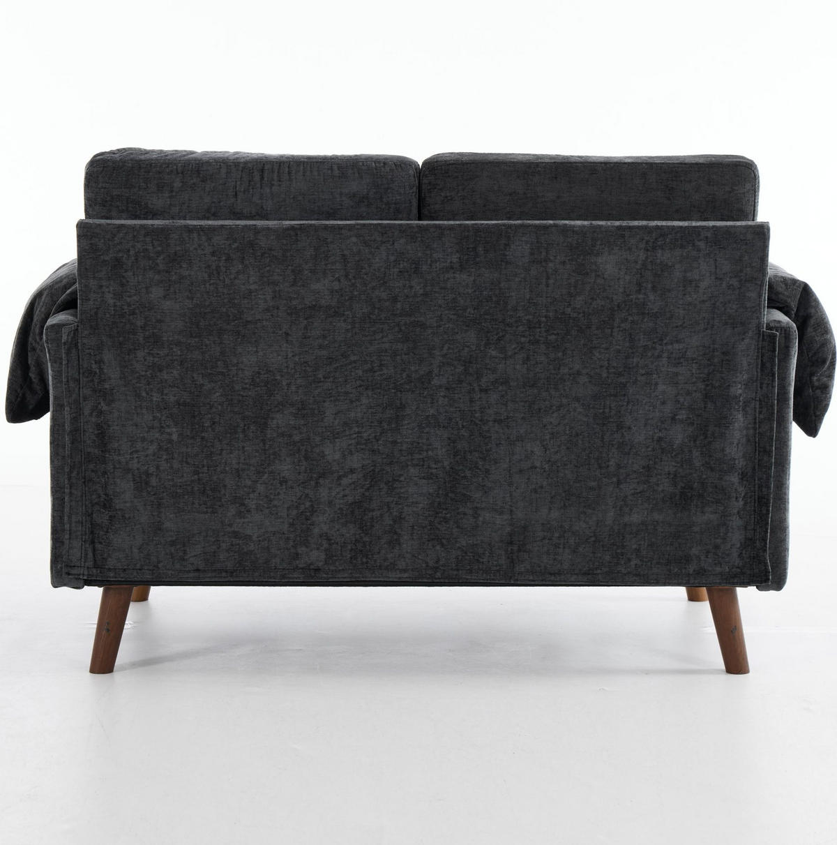 SOFA 2-Sitzer Chenille Schwarz - Schwarz, Holzwerkstoff (70/85/124cm) - Meubliv