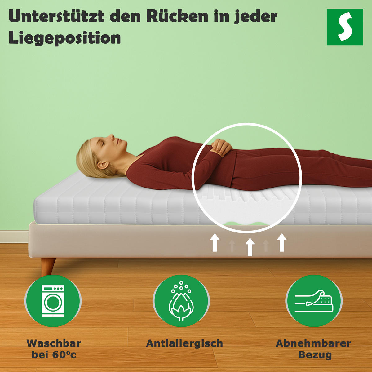 KALTSCHAUMMATRATZE – Wendematratze H2/H3 mit abnehmbarem Bezug 60x120 cm - Weiß, Textil (60/120cm) - Schlaftroll