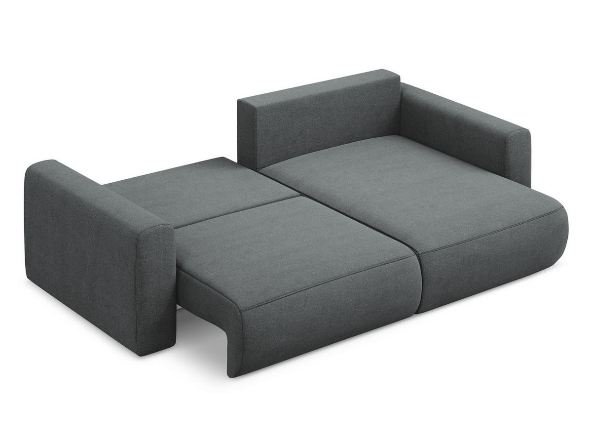 ECKSOFA mit Schlaffunktion Strukturstoff Stoff Grau - Schwarz/Grau, Kunststoff/Textil (240/149cm) - Makamii