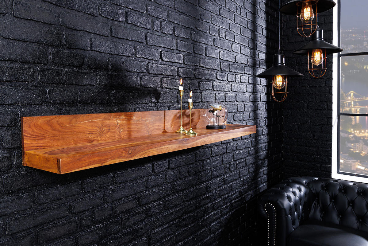 WANDREGAL MAKASSAR Sheesham Stone Finish 110 cm - Naturfarben, Holz (110/17/24cm) - riess-ambiente