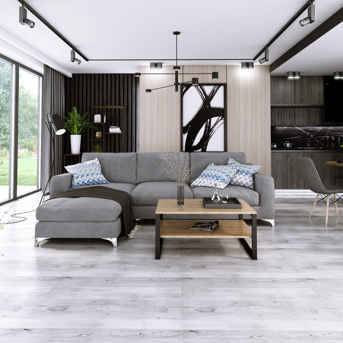 COUCHTISCH Basic rechteckig Goldene Eiche mit Metallbeinen - Ahornfarben, Metall (90/60/47cm) - Design Möbel