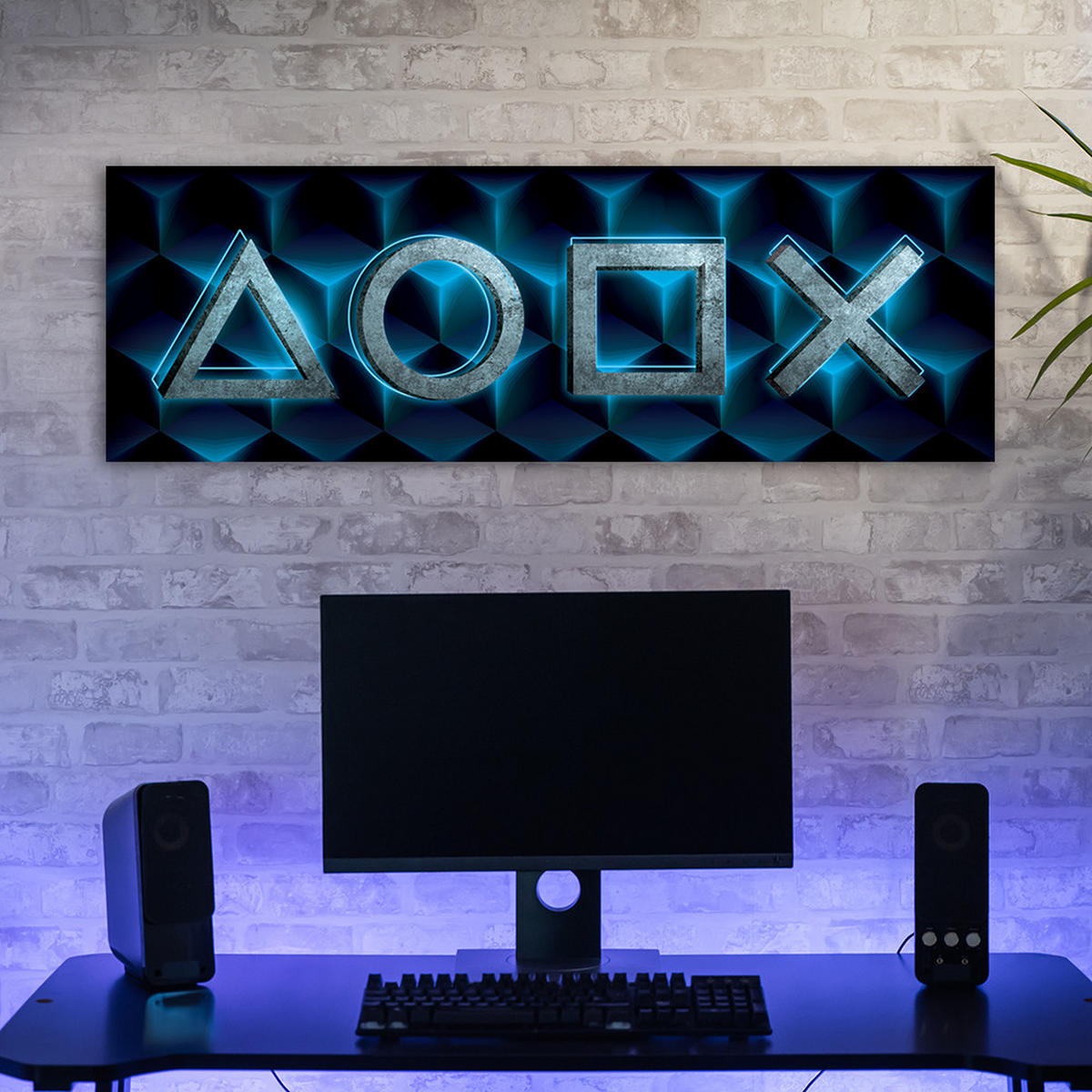 WANDBILD spielsymbole - Multicolor, Textil (90/30cm) - Feeby