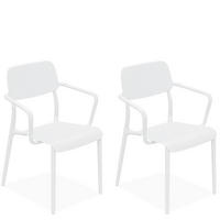 GARTENSTUHL GALIO mit Armlehnen, 2-er Set - Weiß, Kunststoff (57/84/55.5cm) - KONSIMO®