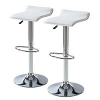 BARHOCKER - 2er-Set - Metall / Kunstleder - Chromfarben/Weiß, Kunststoff/Metall (38/63/39cm) - home24