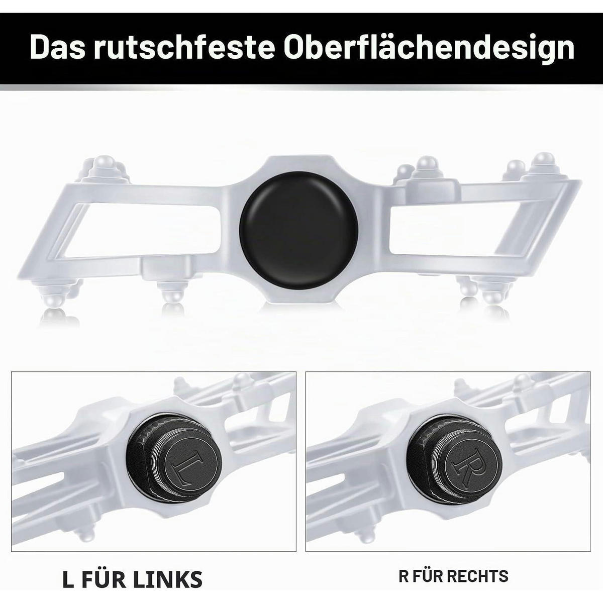 FAHRRADPEDALE Aluminiumlegierung Anti-Rutsch 9/16 Zoll Weiß - Weiß, Metall (9.5/1.5/12cm)