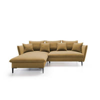 ECKSOFA GLOSS mit Schlaffunktion, Ottomane & goldenen Füßen – Samtsofa im GLOSSour-Stil mit Zierkissen, 258x167x91cm, Linke, LILA - Bordeaux, Holz/Textil (167/258cm) - DomoHome