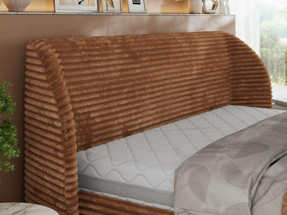 POLSTERBETT CAELA CLASSIC 200/200 - Orange Cord - MIRO LUX - Orange, Textil (200/200cm) - MKS