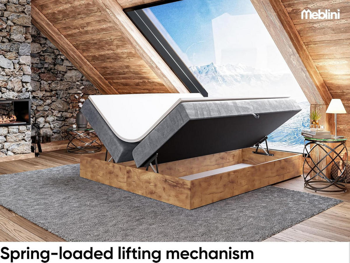 BOXSPRINGBETT LOFTY BOX - Dunkelgrau, Holzwerkstoff (120/220cm) - Meblini