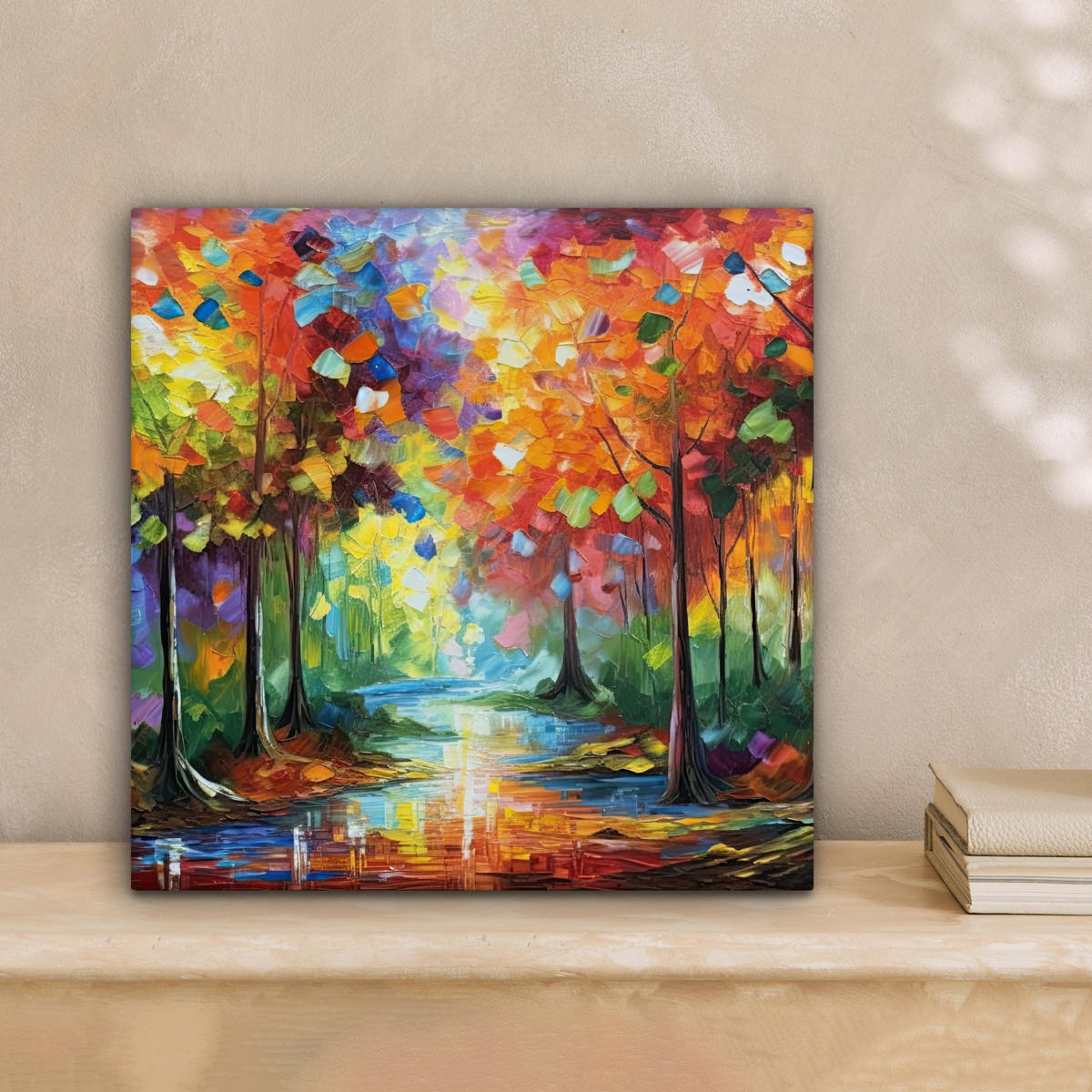 LEINWANDBILD Landschaft - Wald - Farben - Natur Deko Wohnzimmer 20x20 cm - Multicolor, Textil (20/20cm) - MuchoWow