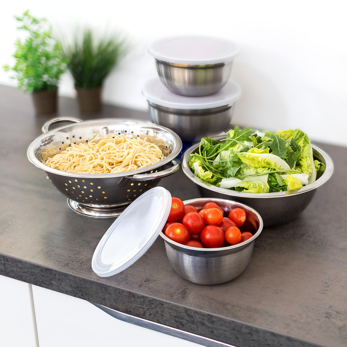 MISKA - strieborná, kov/plast - Relaxdays