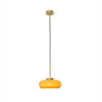 PENDELLEUCHTEN,METALL + Glas, 220 V, 12 W, Durchmesser 38 cm - Gelb, Metall (28/28/15.5cm) - Authentics