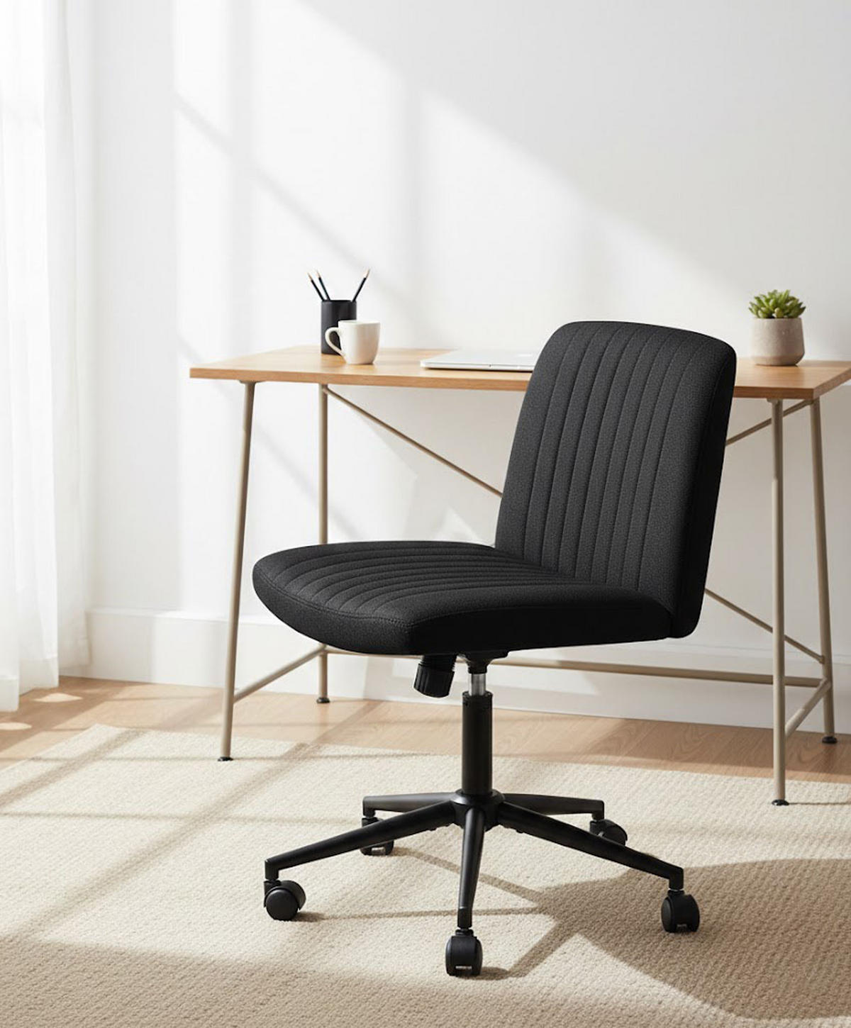 BÜROSTUHL Lynox Stoff schwarz - Schwarz, Metall (62/98/65cm) - TPFLiving