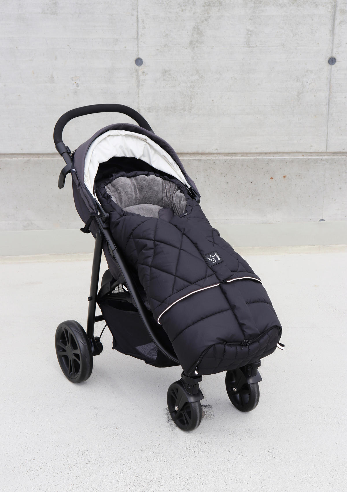 KINDERWAGEN-FUSSSACK Moony 2in1, Sherpa Fleece grey, black - Schwarz, Textil (48/10/105cm) - Kaiserbaby
