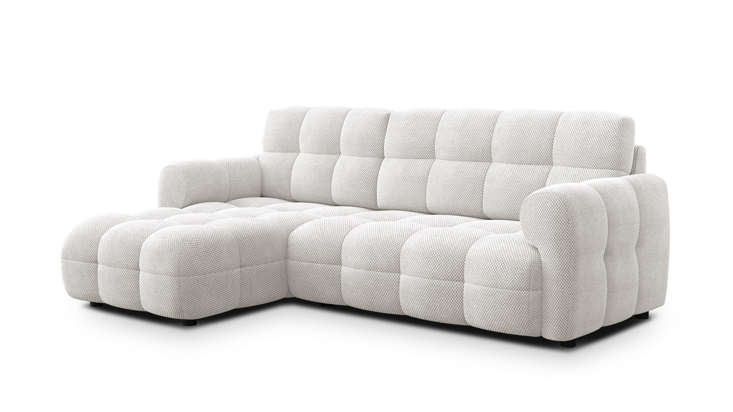 ECKSOFA MELLOW 3-Sitzer, creme - Creme/Schwarz, Holz/Textil (232/156cm) - Courtois Laville