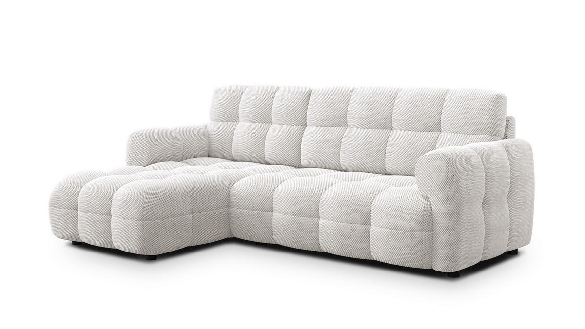 ECKSOFA MELLOW 3-Sitzer, creme - Creme/Schwarz, Holz/Textil (232/156cm) - Courtois Laville