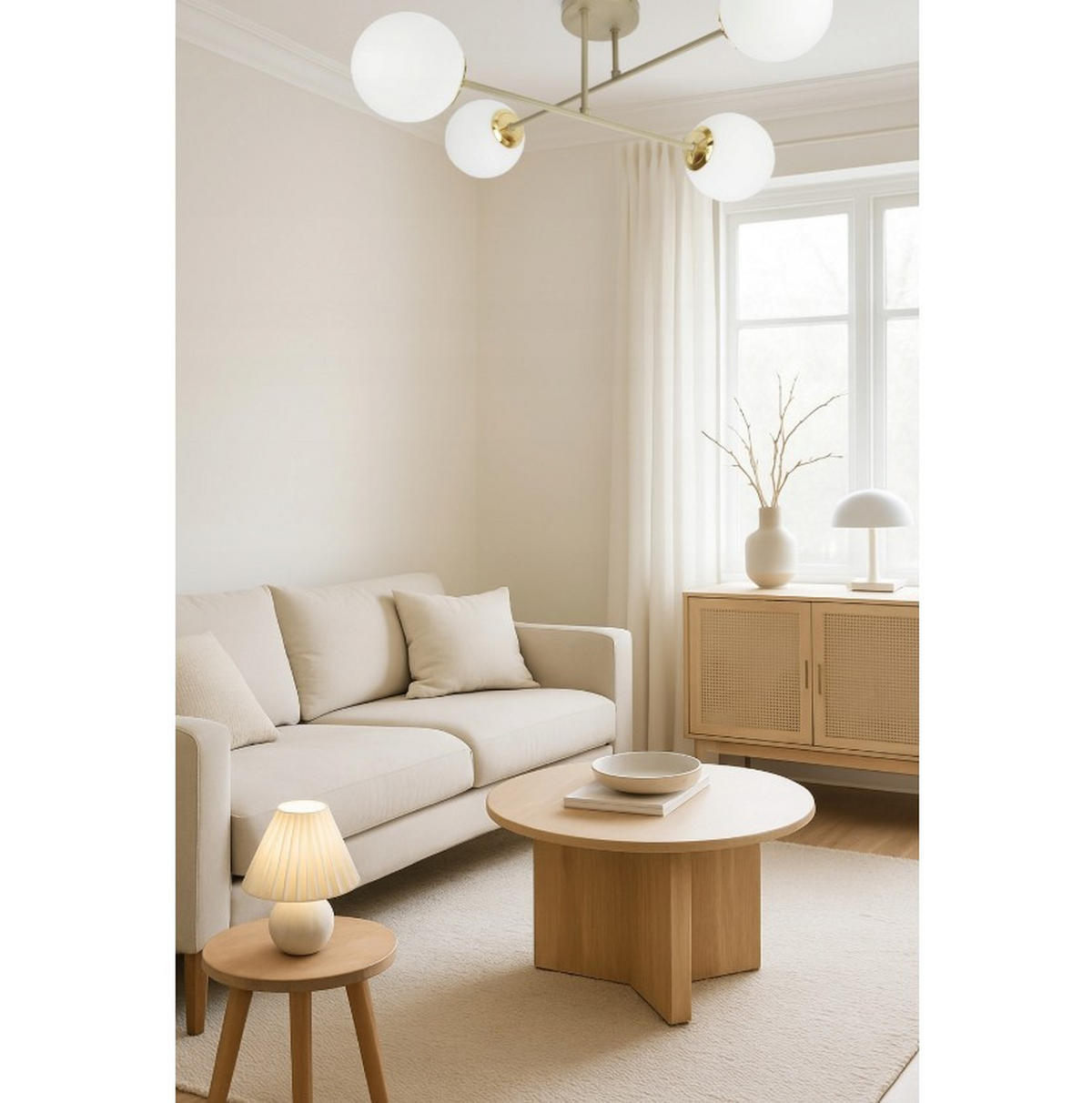 DECKENLEUCHTE ECRU II - Beige/Goldfarben, Glas/Metall (75/75/27cm) - kiki design