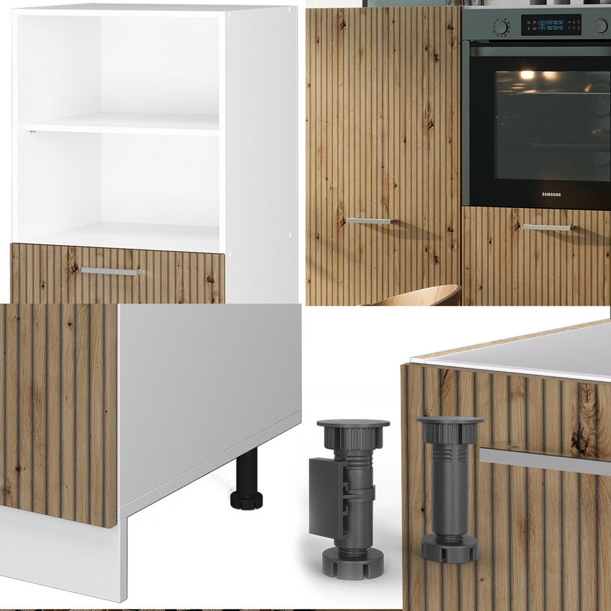 KÜCHENBLOCK R-Line Artisan Eiche/Weiß 180 cm ohne AP - Eiche Artisan/Weiß, Holzwerkstoff (180/81.6/46cm) - Vicco