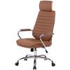 CHEFSESSEL Lederlook hellbraun - Chromfarben/Hellbraun, Textil/Metall (60/117/67cm) - CLP