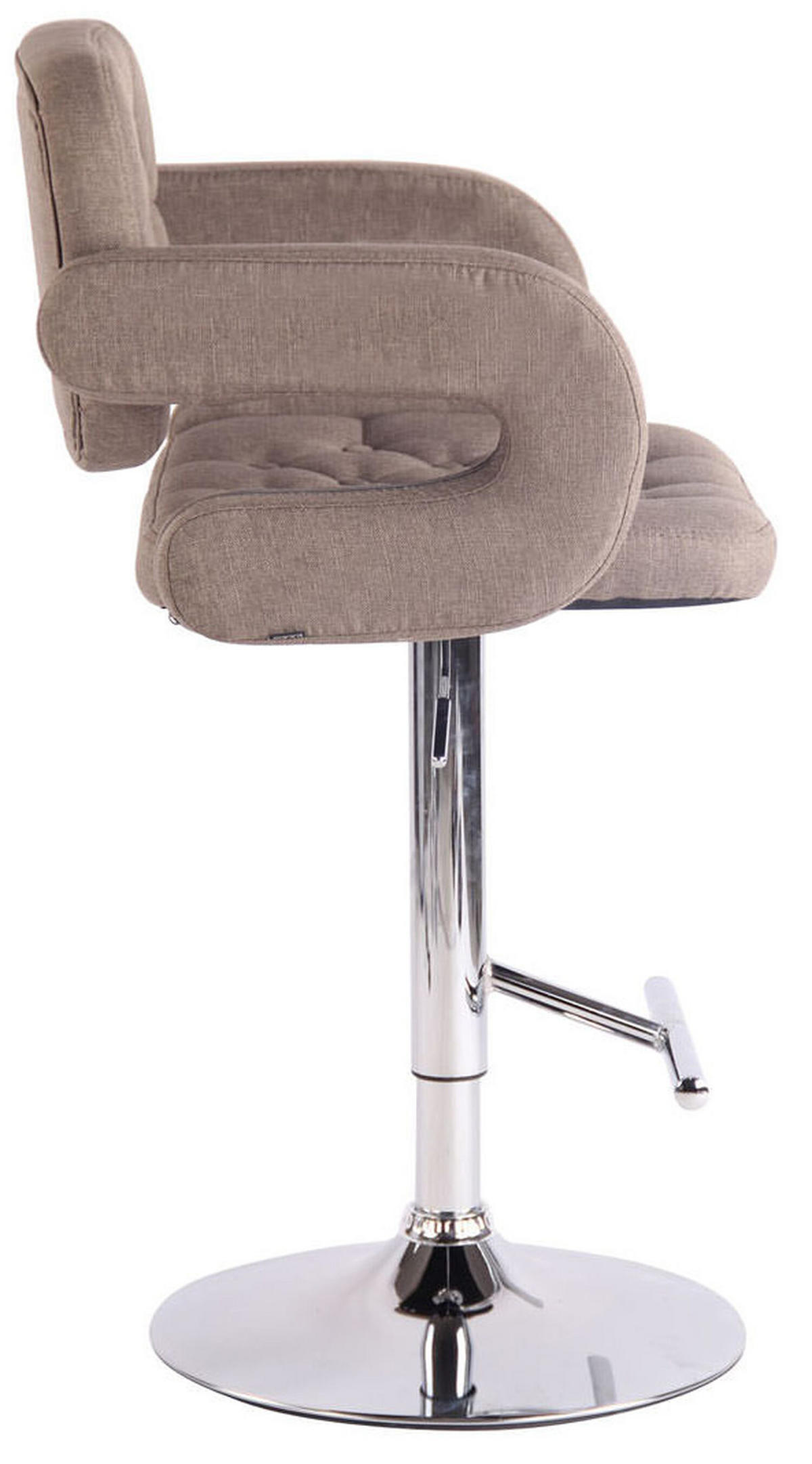 BARHOCKER Dubai, 2er Set, Gestell Metall in Chromoptik, Stoff Taupe - Taupe/Chromfarben, Textil/Metall (52/100/55cm) - TPFLiving