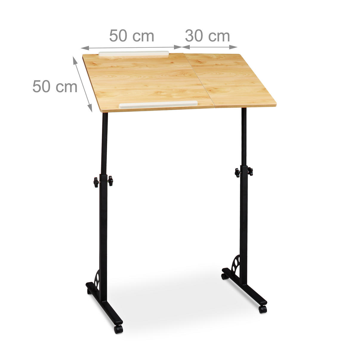 BORD Gult höjdjusterbart för bärbar dator - Ljusbrun, Träbaserade material/Metall (50/80/110cm) - Relaxdays