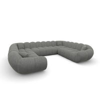 WOHNLANDSCHAFT Liva Grau Strukturstoff U-Form XXL Panorama - Grau, Textil (316/70/258cm) - VAROYAL