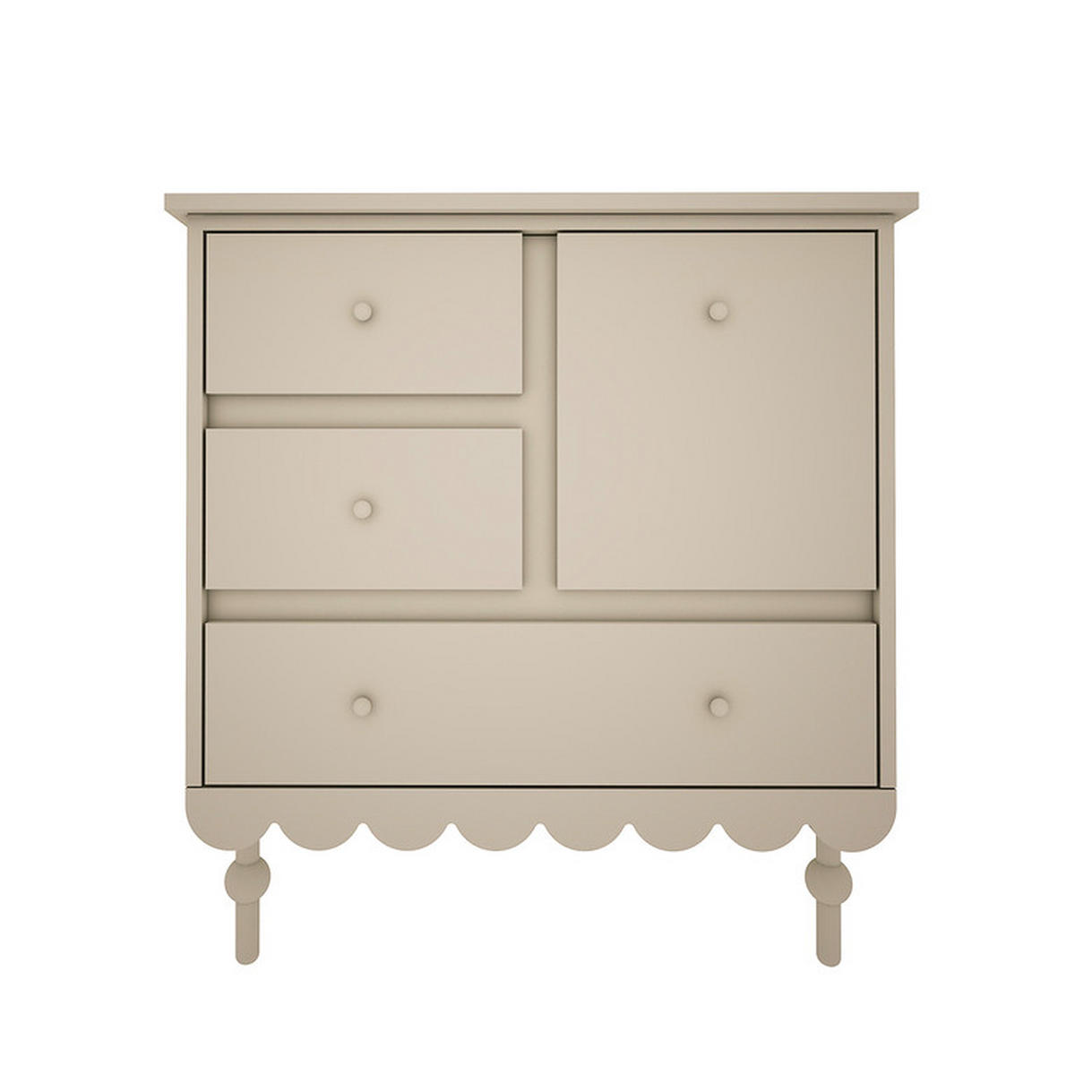 DĚTSKÁ KOMODA Babushka Olive - zelená barva, kompozitní dřevo (84/91/50cm) - Petits-meubles