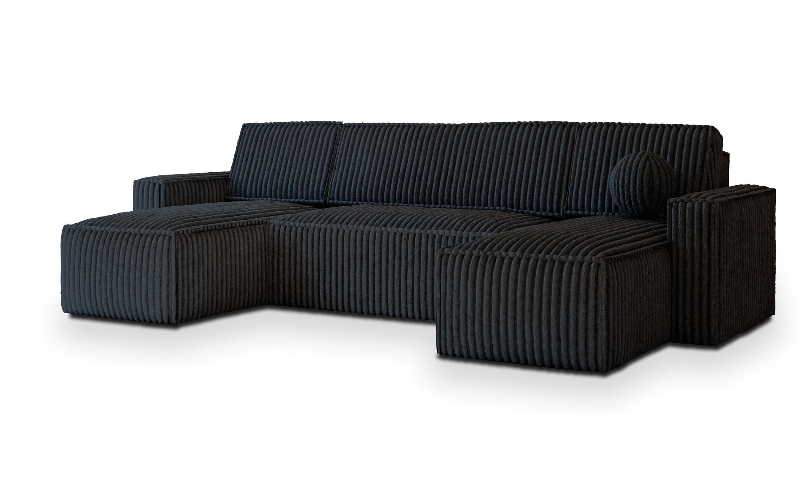 ROHOVÁ SEDAČKA PESANO černá - šedá/černá, dřevo/textil (306/140cm) - MASSENO