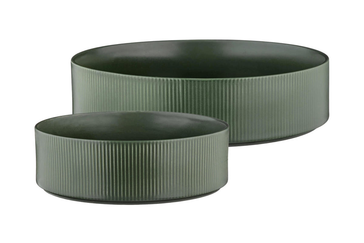 SALATSCHALEN Scandi Ø21,5cm und Ø27,5cm - 2er-Set - Olive - Grün, Keramik - Björn