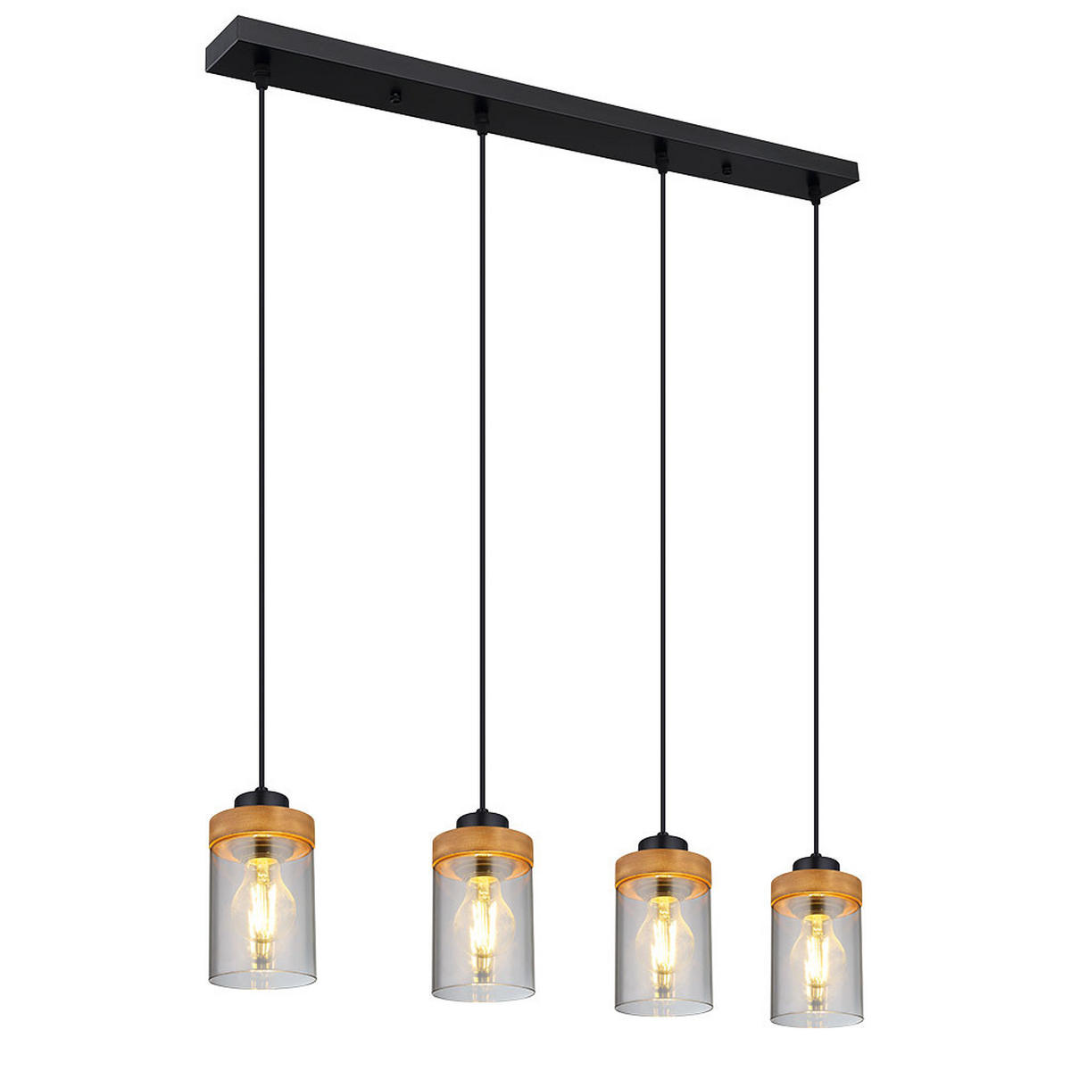 HÄNGELEUCHTE FINCA Metall Grau - Grau, Holz (82/10/150cm) - Globo Lighting