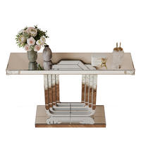 KONSOLENTISCH DE-37270 120 cm mit Spiegeloberfläche und U-förmigem Gestell Silber - Silberfarben, Holzwerkstoff (120/30/76cm) - ComfortXL