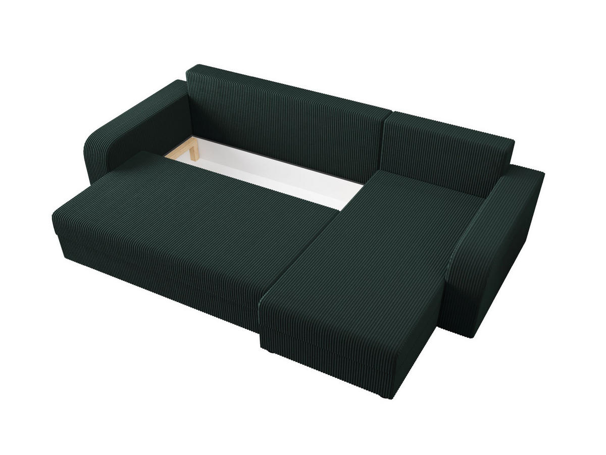 ECKSOFA HEWLET L BIS Zoom 10 Rechts mit Schlaffunktion - Dunkelgrün, Textil (240/140cm) - Bedante