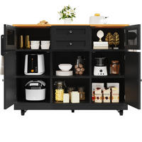 KÜCHENINSEL 140/40/93,5 cm schwarz mit klappbaren Seitenplatten - Schwarz, Holzwerkstoff (140/93.5/40cm) - OKWISH