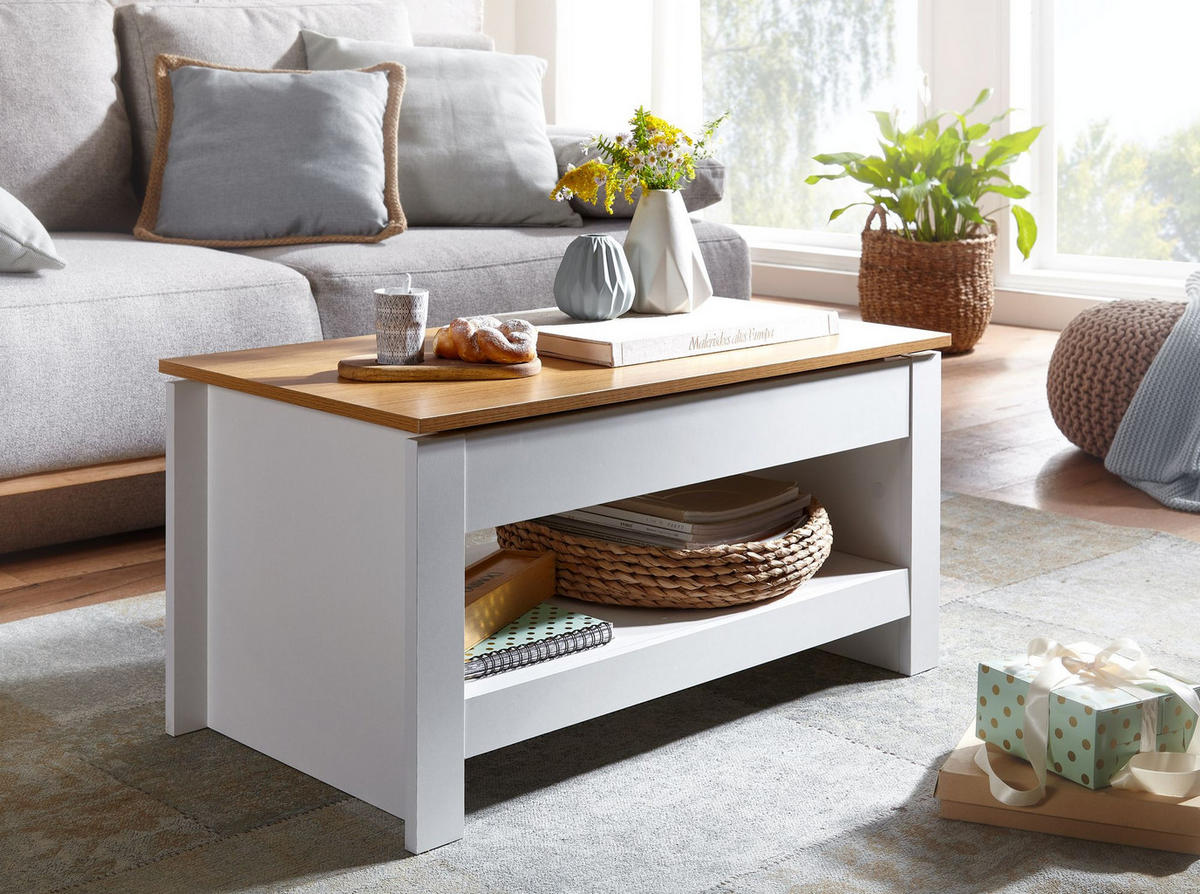 SOFATISCH eckig GREGA Wohnzimmertisch - Weiß, Holzwerkstoff (85/47/45cm) - tinkaro