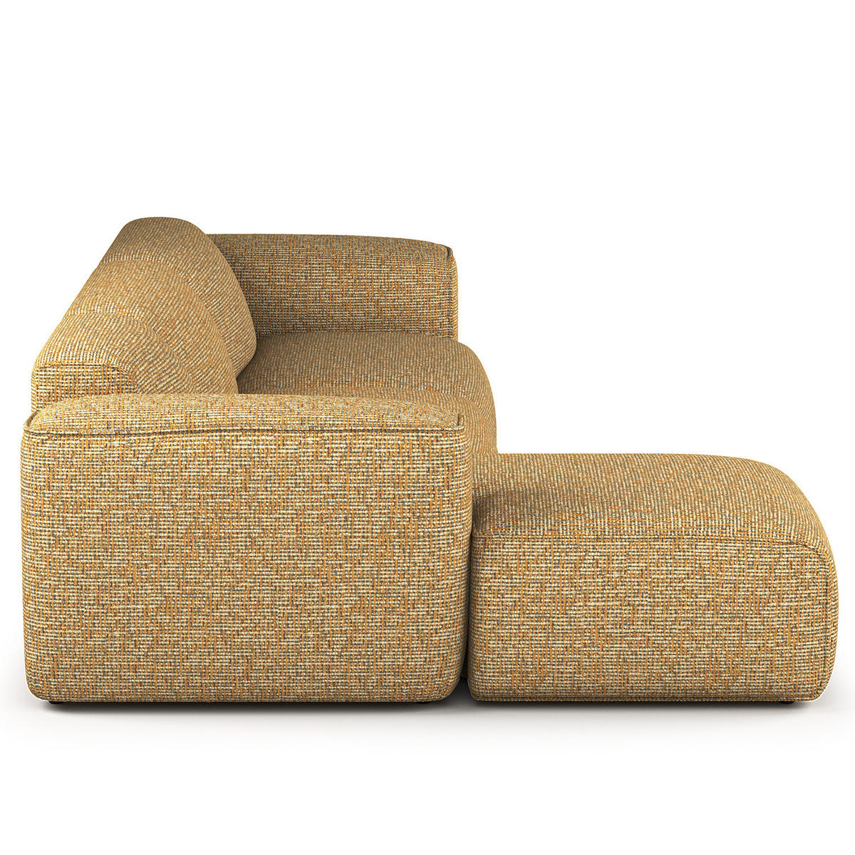 3-SITZER ECKSOFA mit Longchair - Schwarz/Honig, Kunststoff/Textil (317/173cm) - home24