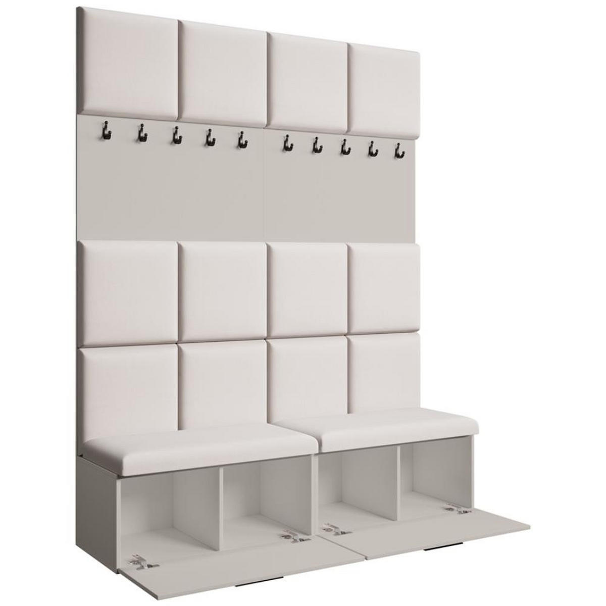 GARDEROBE Margaret I+I 162/203/43 mit gepolsterten Paneelen und Schuhschrank - Kaschmir/Beige, Holzwerkstoff/Kunststoff (162/203/43cm) - Beautysofa