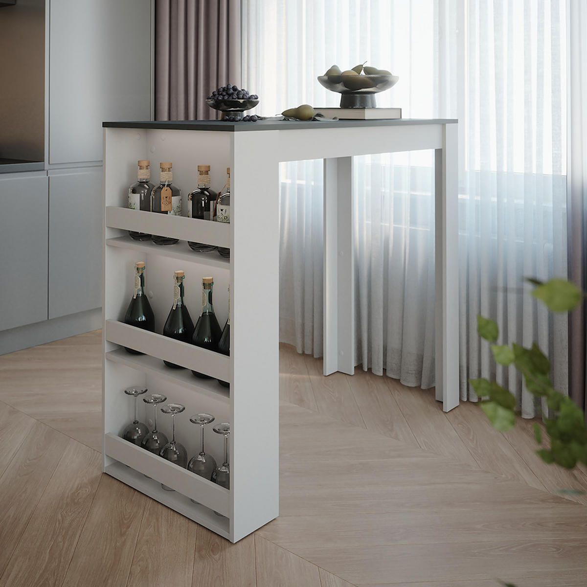 BAROVÝ STŮL Repose Antracitová/bílá - bílá/antracitová, kompozitní dřevo (117/57/106cm) - Vicco