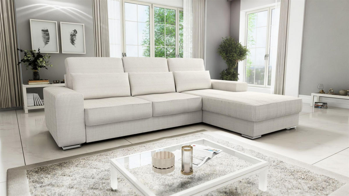 ECKSOFA Nevio In Scala - Beige, Holzwerkstoff/Textil (312/202cm) - Fun Möbel